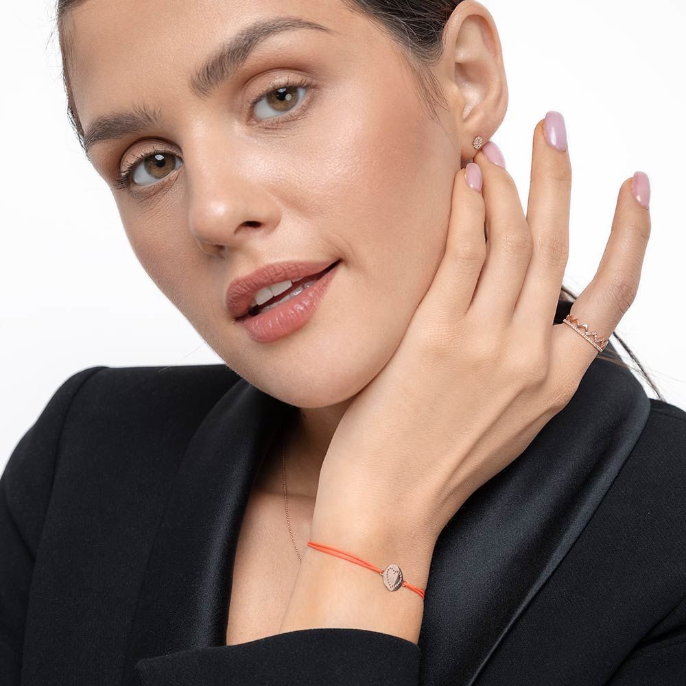 Freundschaftsarmband Disc HEART, 14 Karat Rosegold 