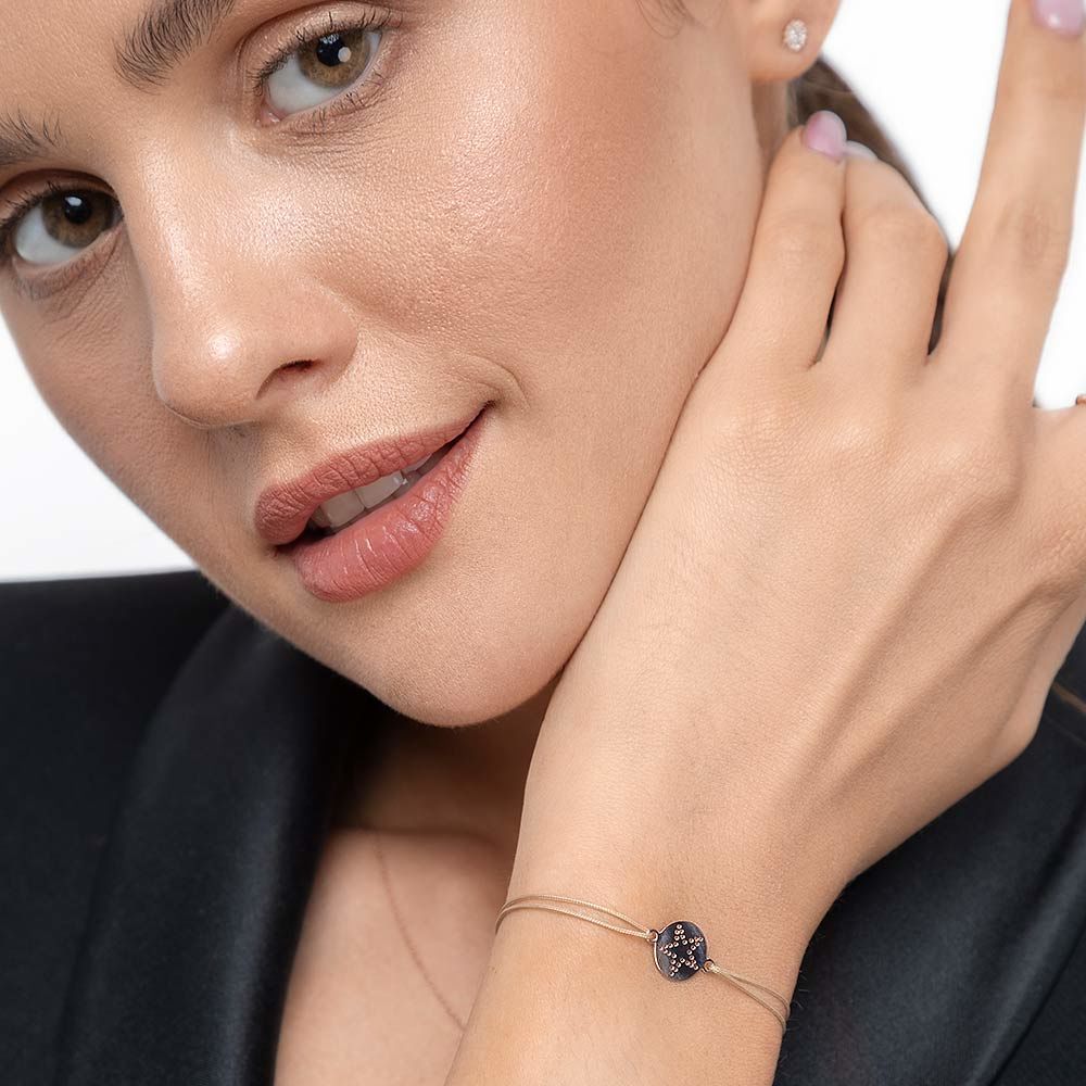 Freundschaftsarmband Disc STAR, 14 Karat Rosegold 
