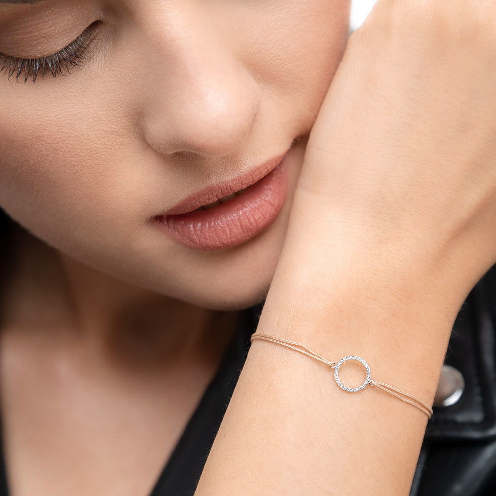 Freundschaftsarmband Circle mit Diamanten, 18 Karat Wei�gold 