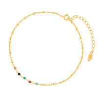 Fu�kette Multi Gems, 18 Karat Gelbgold vergoldet