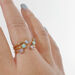 Silber Open Ring, Rosenquarz, Gelbgold 