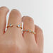 Silber Open Ring, Rosenquarz, Gelbgold 