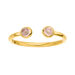 Silber Open Ring, Rosenquarz, Gelbgold 