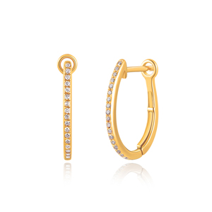 Creole Oval S mit Diamanten, 18 Karat Gelbgold