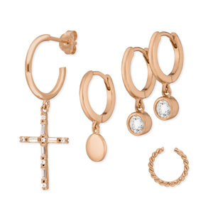 Ear Mix, 5-er Set, 18 K Rosegold vergoldet