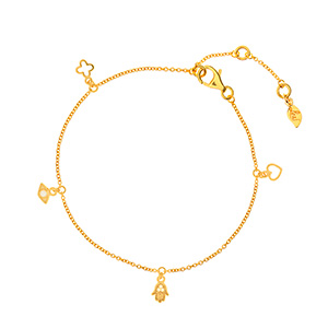 Fu�kette Charms, 18 K Gelbgold vergoldet