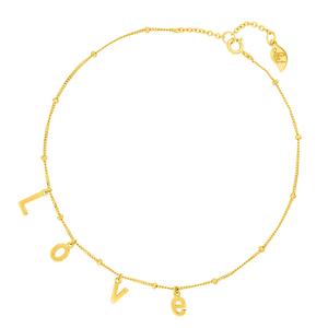 Fu�kette L O V E, 18 K Gelbgold vergoldet