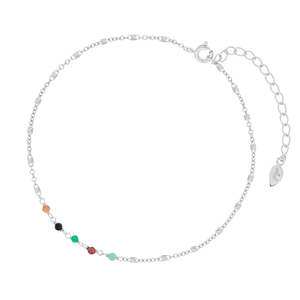 Fu�kette Multi Gems, 925 Sterlingsilber