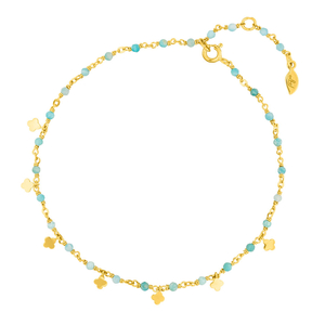 Fu�kette Rainbow, Amazonit, 18 K Gelbgold vergoldet