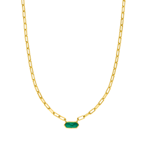 Halskette CUBE, Gr�ner Achat, 18 Karat Gelbgold
