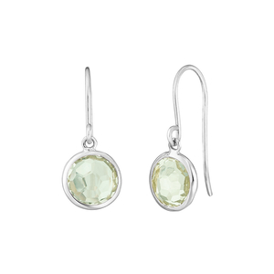 Ohrringe Grüner Amethyst, 14 Karat Weißgold