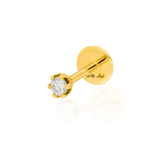 Single Piercing mit Diamant, Krabbenfassung, 14 Karat Gelbgold