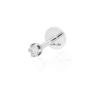 Single Piercing mit Diamant, Krabbenfassung, 14 Karat Wei�gold