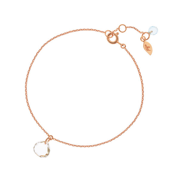 Armkettchen Heart, 18 K Rosegold vergoldet, Bergkristall