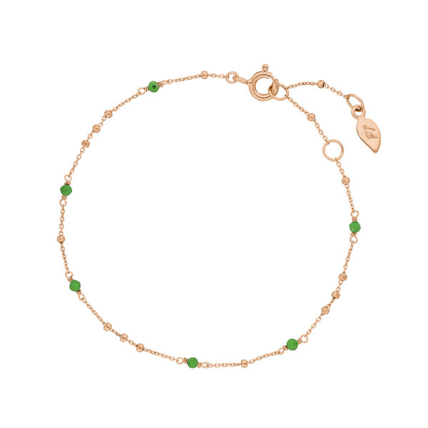 Armkette Flying Gems, Gr�ner Achat, 18 K Rosegold vergoldet