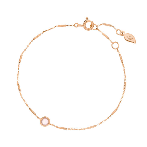 Armkette Solit�r, Rosenquarz, 18 K Rosegold vergoldet