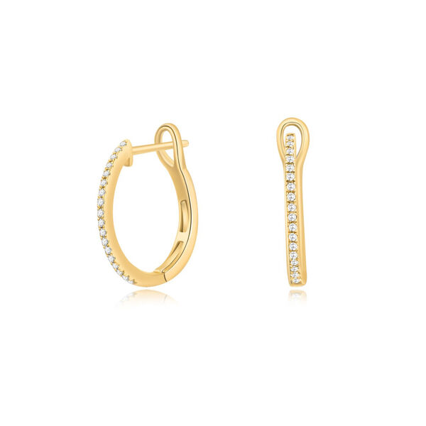 Creole Circle S mit Diamanten, 15mm, 18 Karat Gelbgold