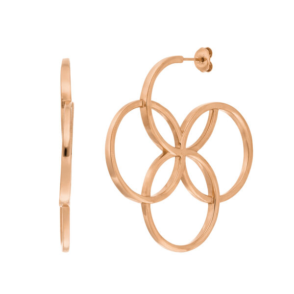 Creolen Clover Charm, gro�, 18 K Rosegold vergoldet