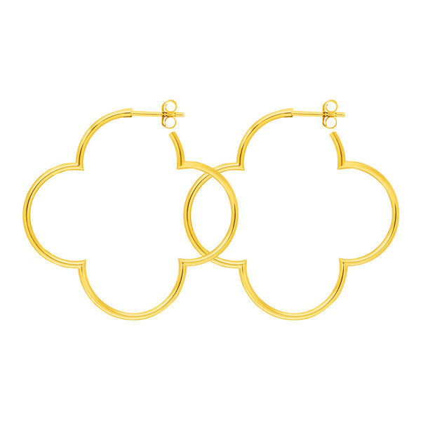 Creolen Kleeblatt, 50mm, 18 K Gelbgold vergoldet