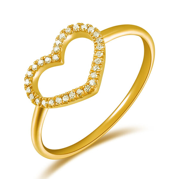 Ring Herz mit Diamanten, 18 Karat Gelbgold