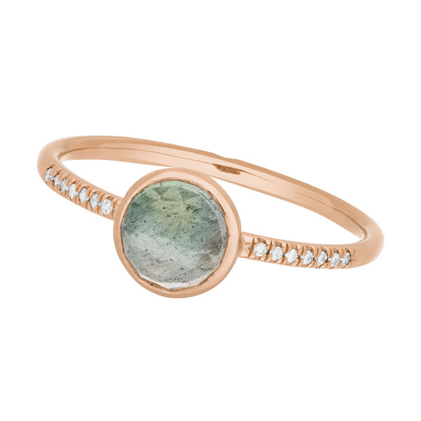 Ring Labradorit mit Diamanten, 14 Karat Rosegold 