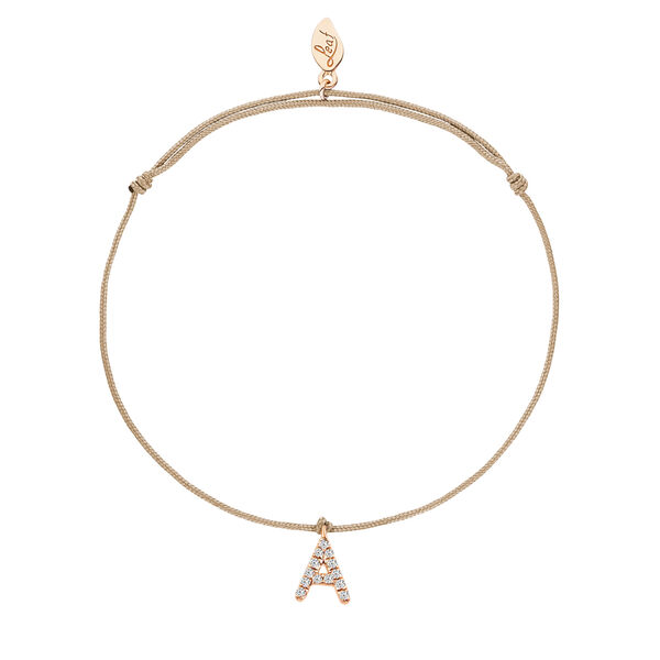 Freundschaftsarmband mit Letter Charm, 14 Karat Rosegold mit Diamanten