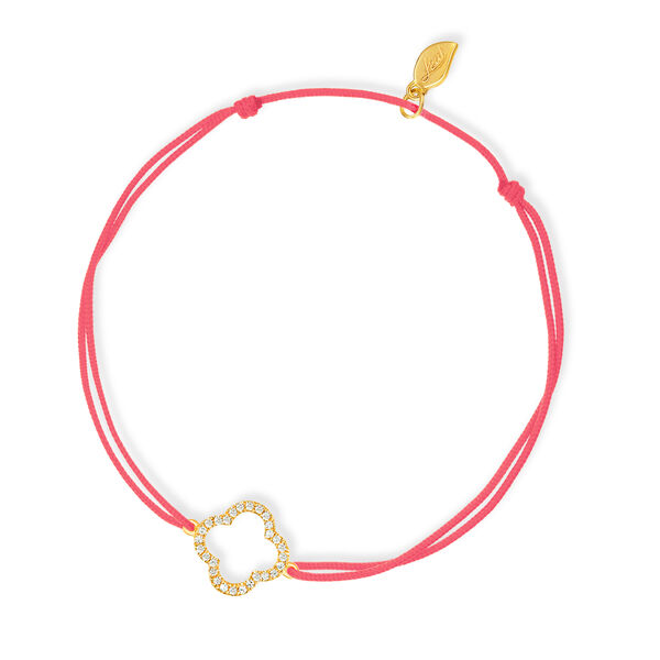 Fu�b�ndchen Kleeblatt mit Diamanten, 18 K Gelbgold, Koralle