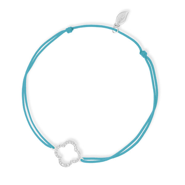 Fu�b�ndchen Kleeblatt mit Diamanten, 18 K Wei�gold, T�rkis