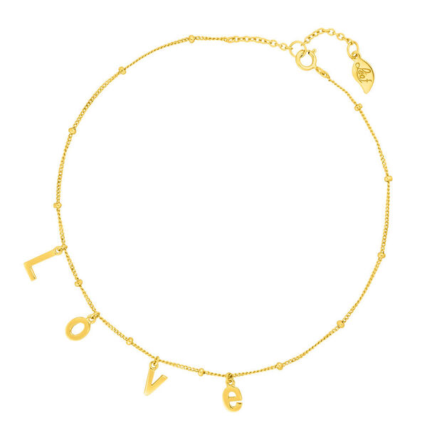 Fu�kette L O V E, 18 K Gelbgold vergoldet
