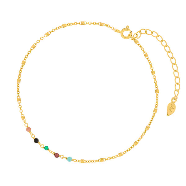 Fu�kette Multi Gems, 18 Karat Gelbgold vergoldet