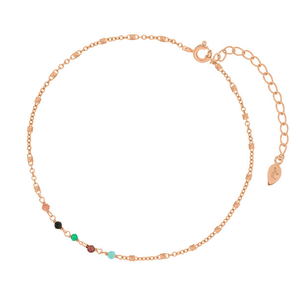 Fu�kette Multi Gems, 18 Karat Rosegold vergoldet