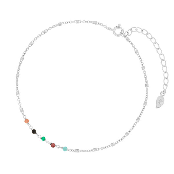 Fu�kette Multi Gems, 925 Sterlingsilber