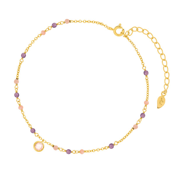 Fu�kette Purple Love, 18 Karat Gelbgold vergoldet