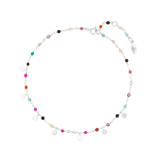 Fu�kette Rainbow, 925 Sterlingsilber, Multi Gems