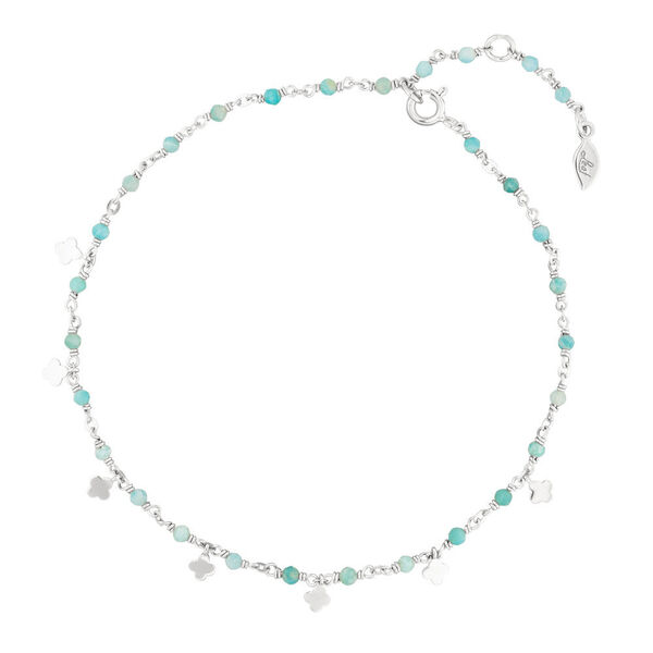 Fu�kette Rainbow, Amazonit, 925 Sterlingsilber