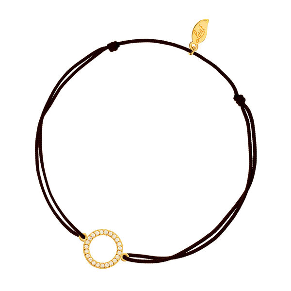 Gl�cksarmb�ndchen Circle Zirkonia, Gelbgold vergoldet, Schwarz