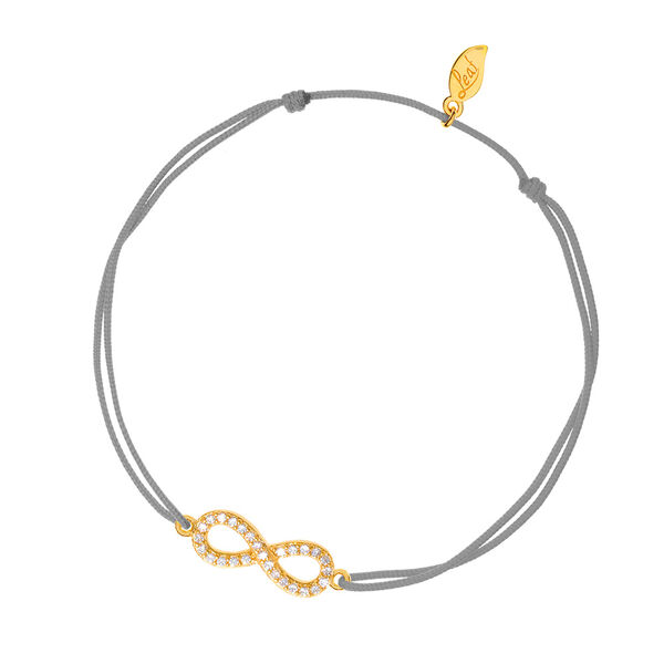 Gl�cksarmb�ndchen Infinity Zirkonia, Gelbgold vergoldet, Grau