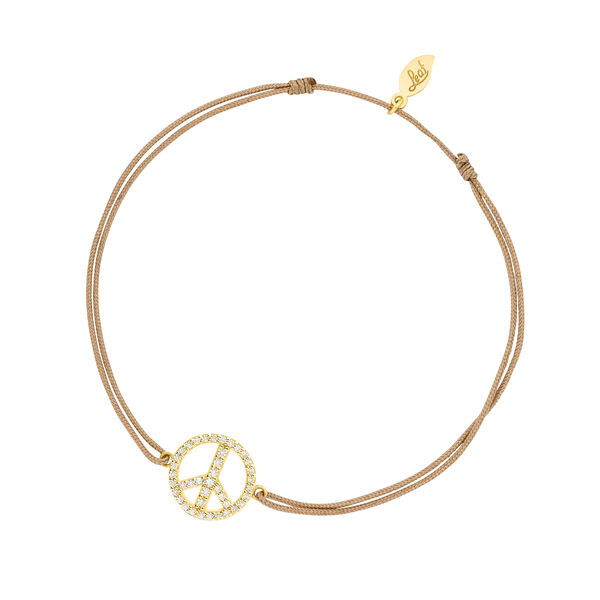 Gl�cksarmband PEACE mit Zirkonia, 18 K Gelbgold vegoldet, Beige
