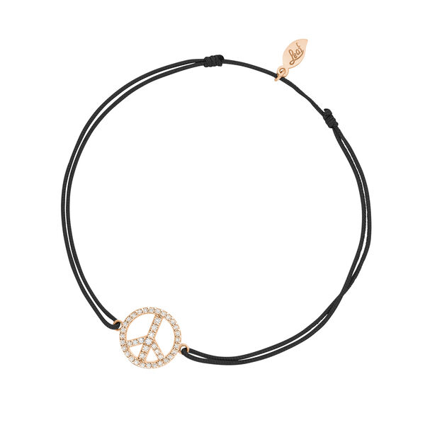 Gl�cksarmband PEACE mit Zirkonia, 18 K Rosegold vegoldet, Schwarz