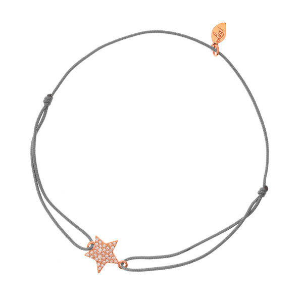 Gl�cksarmband Stern, Silber ros� vergoldet, Zirkonia, Grau