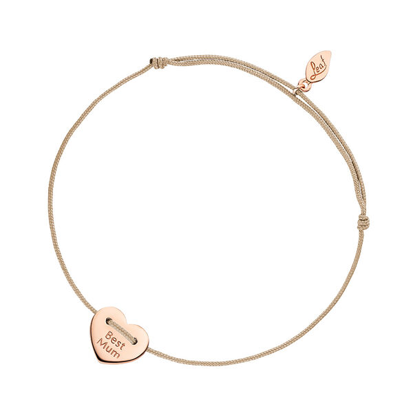 Gl�cksb�ndchen Best Mum, 18 K Rosegold vergoldet, Beige