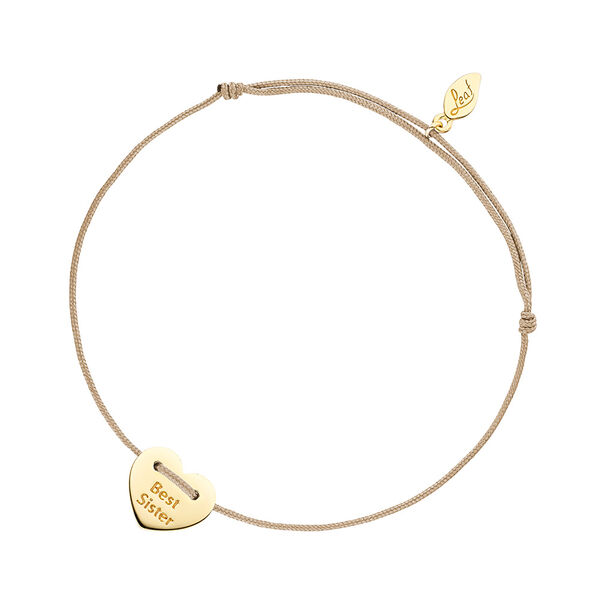 Gl�cksb�ndchen Best Sister, 18 K Gelbgold vergoldet, Beige