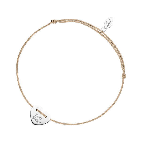 Gl�cksb�ndchen Best Sister, 925 Sterlingsilber, Beige