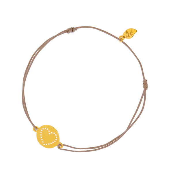 Gl�cksb�ndchen Disc HEART, Gelbgold vergoldet, beige