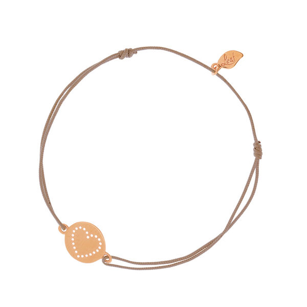 Gl�cksb�ndchen Disc HEART, Ros�gold vergoldet, beige