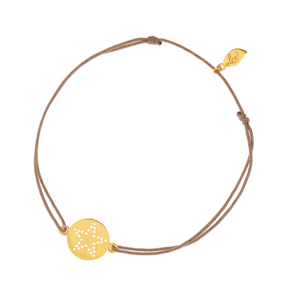 Gl�cksb�ndchen Disc STAR, Gelbgold vergoldet, Beige