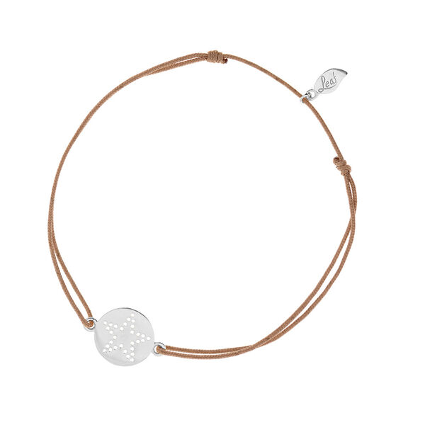 Gl�cksb�ndchen Disc STAR, Silber, Beige