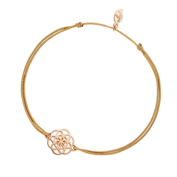 Gl�cksb�ndchen Flower of Life, 18K Rosegold vergoldet, Beige
