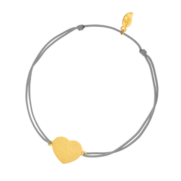Gl�cksb�ndchen Heart-Disc, matt, Gelbgold vergoldet, grau