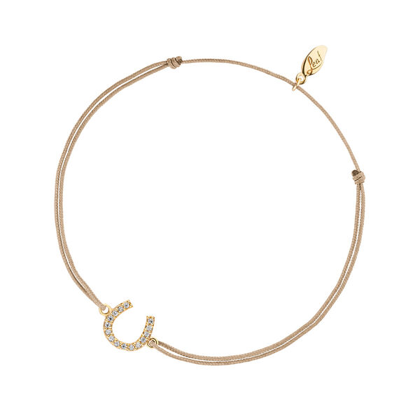 Gl�cksb�ndchen Hufeisen, 18 K Gelbgold vergoldet, Beige